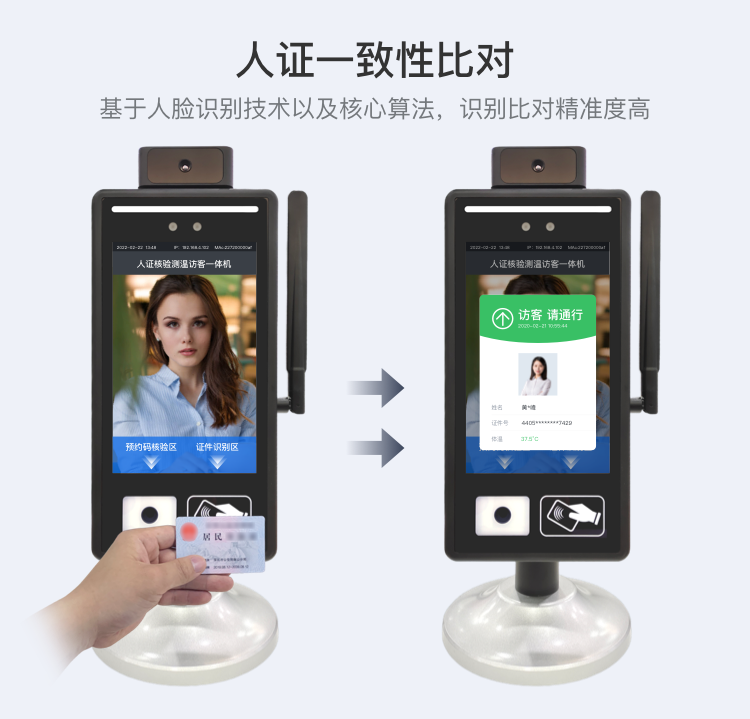 智能识别人脸，人证核验访客机带来更加高效的安全管理体验